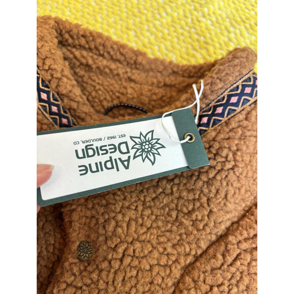 Alpine Design Women's Brown Fleece Pullover Jacket with Snap Buttons Size Medium - Picture 6 of 8